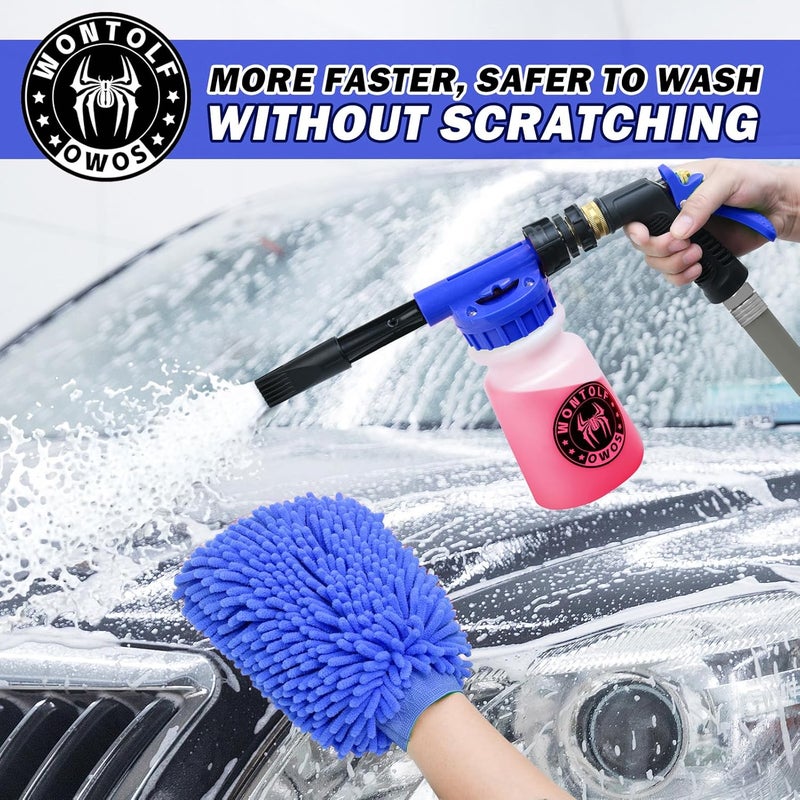 Stemni Car Wash Foam Gun Foam Sprayer - Foam Cannon Garden Hose- Car Wash Kit - Snow Foam Blaster with Microfiber Wash Mitt + Storage Bag - Car Accessories for Men - Image 3